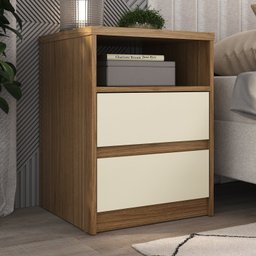 Mesa de Cabeceira 2 Gavetas 1 Nicho 100% MDF Gales - 1