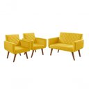 Ver imagem 1 de Conjunto Anabelle 2 Poltronas de 1 Lugar 1 Poltrona 2 Lugares Braço Unidecor Amarelo