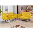 Ver imagem 3 de Conjunto Anabelle 2 Poltronas de 1 Lugar 1 Poltrona 2 Lugares Braço Unidecor Amarelo