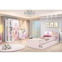 Ver imagem 1 de Conjunto Quarto Infantil Guarda Roupa 2 Portas Cômoda 3 Gavetas Lara e Cama Princesa