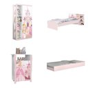 Ver imagem 2 de Conjunto Quarto Infantil Guarda Roupa 2 Portas Cômoda 3 Gavetas Lara e Cama Princesa