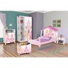 Conjunto Quarto Infantil Guarda Roupa 2 Portas Cômoda e Mesa de Cabeceira Lara e Cama Casa Princesa - 1
