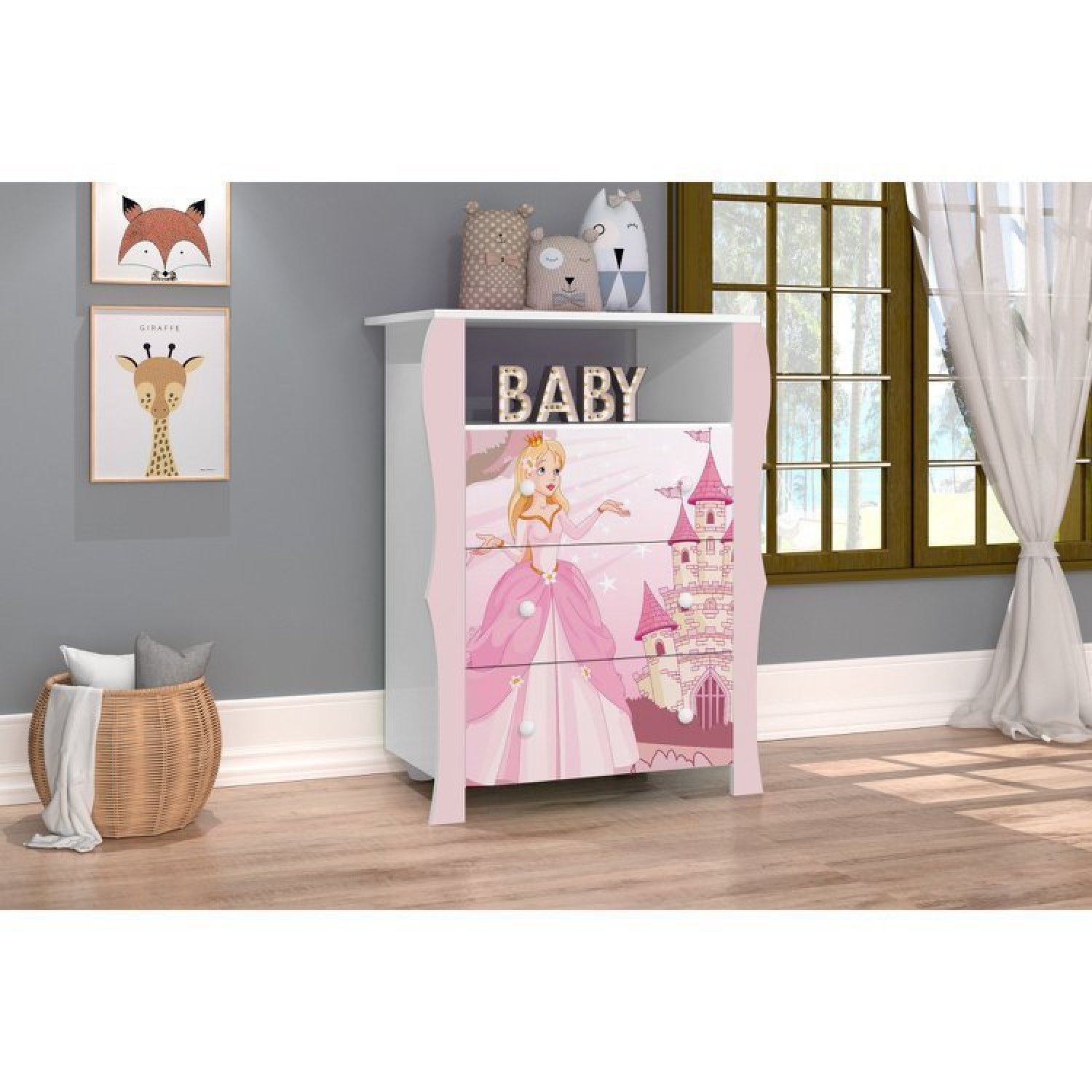 Conjunto Quarto Infantil Guarda Roupa 2 Portas Cômoda e Mesa de Cabeceira Lara e Cama Casa Princesa - 7