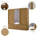 Ver imagem 6 de Guarda Roupas Casal 3 Portas de Correr 1 Espelho 6 Gavetas Malca