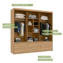 Ver imagem 7 de Guarda Roupas Casal 3 Portas de Correr 1 Espelho 6 Gavetas Malca