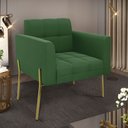 Ver imagem 2 de Poltrona Pé de Ferro Dourado para Sala Elisa Suede D03 - D’Rossi