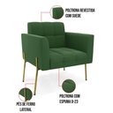 Ver imagem 5 de Poltrona Pé de Ferro Dourado para Sala Elisa Suede D03 - D’Rossi