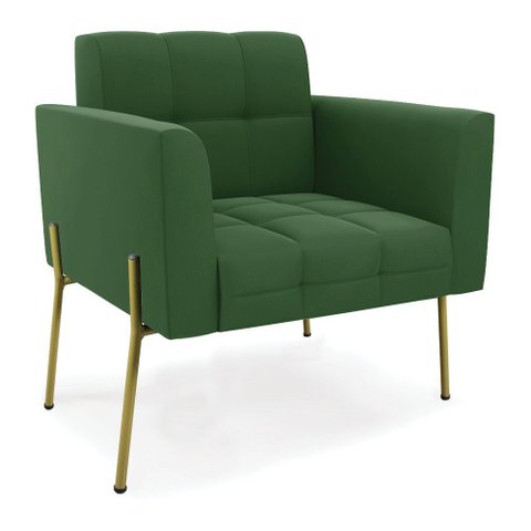 Poltrona Pé de Ferro Dourado para Sala Elisa Suede D03 - D’Rossi