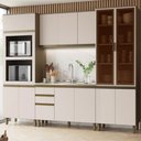 Ver imagem 1 de Cozinha Modulada Completa 263cm 12 Portas 3 Gavetas Connect Henn - Duna/cristal