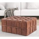 Ver imagem 1 de Puff de Couro Legítimo Decorativo 80x60x40 cm Queen Marrom Camel