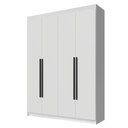 Ver imagem 2 de Guarda-Roupa Solteiro 4 Portas Batentes Branco/Branco/Preto Venus Madesa