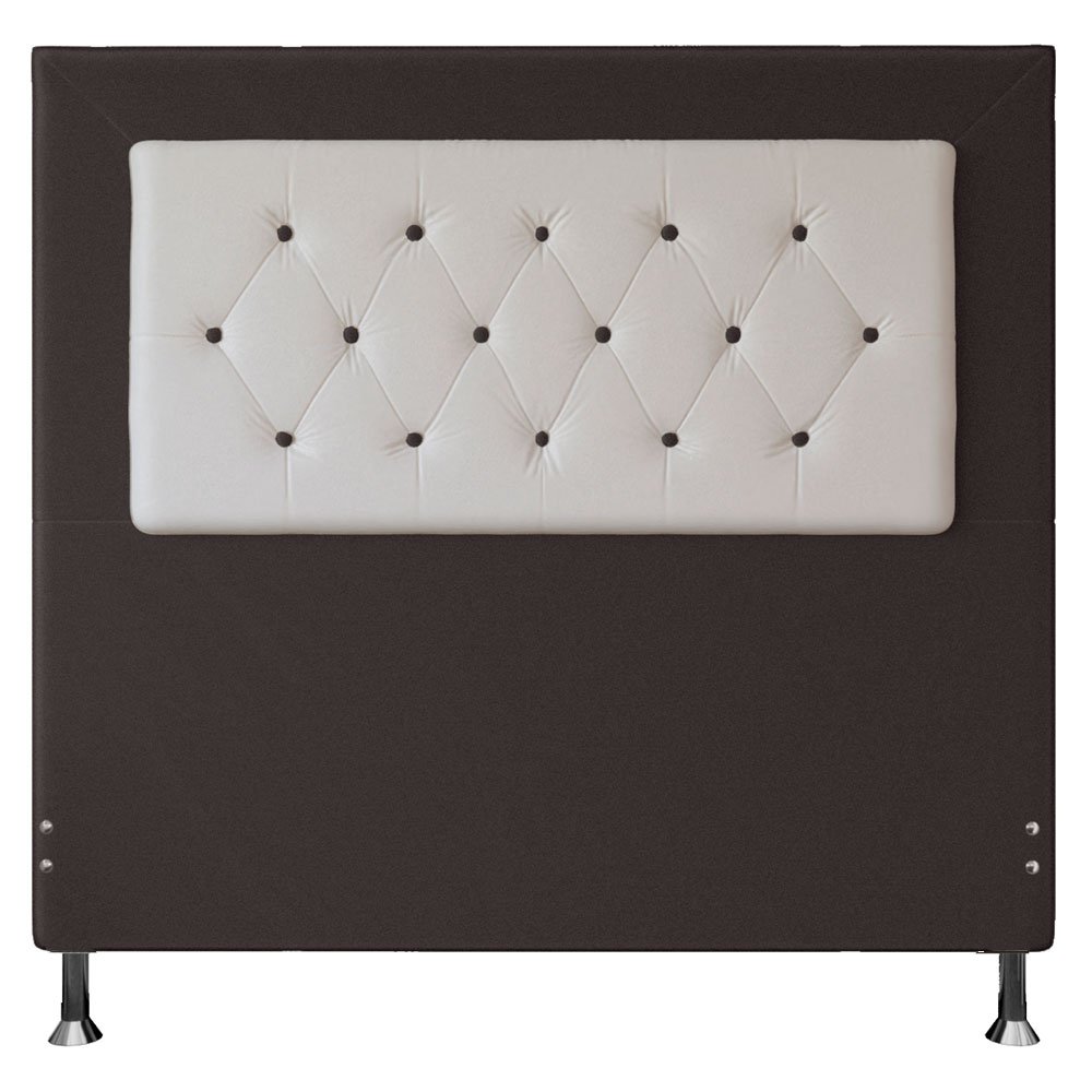Cabeceira Casal 1,40m Havana Suede com Corino Branco - Pallazio - Marrom - 1