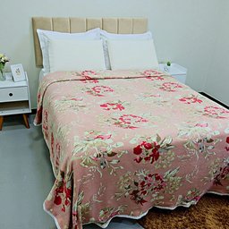 Manta Estampado Floral e Dupla Face com Sherpa Casa Dona - 1
