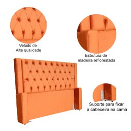 Cabeceira Para Cama Box Emma Luxo Veludo Cores - DS Estofados - Casal - Terracota - 3
