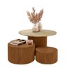 Kit 3 Mesas Decorativas Lua em Madeira Maciça - Imbuia Mel - 2