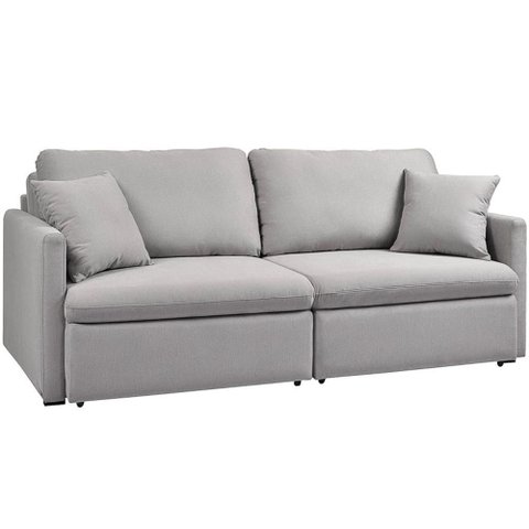Sofá 3 Lugares Retrátil Reclinável para Sala de Estar 220cm Send K01 Linho Soft Cinza - Lyam