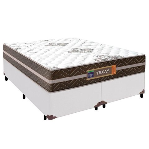 Cama Box Casal Bipartido Sintético + Colchão Molas Ensacadas Texas Prime Colchões 138x188x64cm