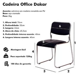 Cadeira Dakar Base Cromada C/ Assento Estofado Revest. PU - 3