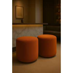 Kit 02 Puff Perse Decorativo Tecido Boucle Banqueta Puffe Redondo
