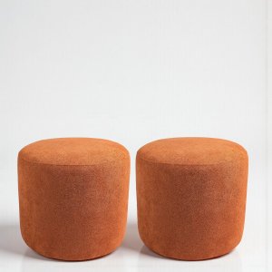 Kit 02 Puff Perse 40cm Decorativo Tecido Boucle Banqueta Puffe Redondo