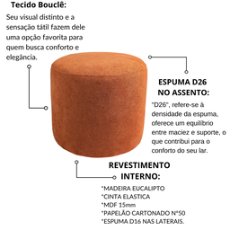Kit 02 Puffs Decorativos Redondos Bouclé Perse - 3
