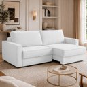 Ver imagem 2 de Sofá Sala de Estar Nilo Retratil Manual Bipartido 270cm 4 Lugares Bouclê Branco m1 - Monari Design
