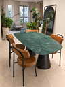 Ver imagem 1 de Mesa de Jantar Orgânica Essenza Duo Cone 220x110cm – Verde Guatemala com Base Preto