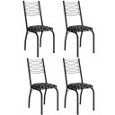 Ver imagem 1 de Kit 4 Cadeiras Aço Carbono Tubular Metálica Acabamento D-25 Luana Preto/preto Flor