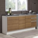 Ver imagem 2 de Kit com 2 Balcões de Cozinha Madesa Acordes 100% MDF (Sem Tampo e Pia) Branco/Rustic