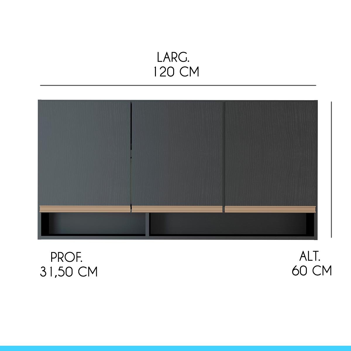 Cozinha Modulada Sabrina 280 Cm Armário Balcão Pia Nicho MDP Preto Texturizado SAB05 - MENU - 6