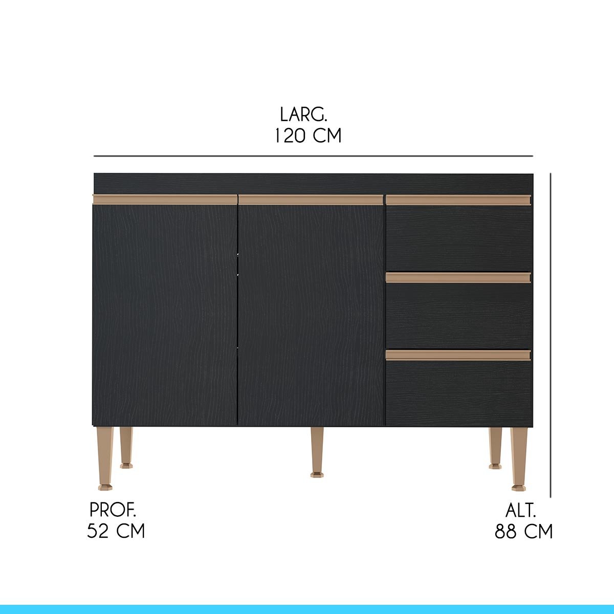 Cozinha Modulada Sabrina 280 Cm Armário Balcão Pia Nicho MDP Preto Texturizado SAB05 - MENU - 5