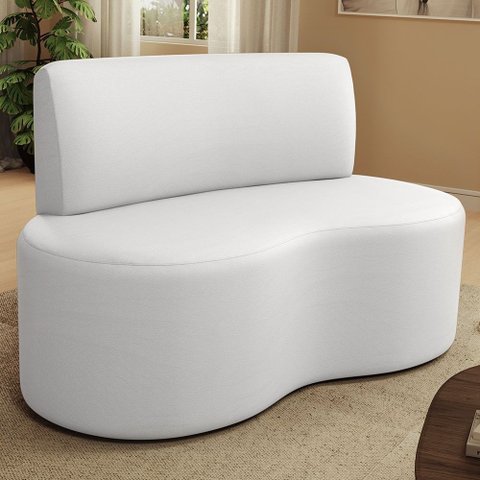 Sofá 2 Lugares 140cm Orgânico para Sala de Estar Living Larissa L02 Facto Branco - Lyam Decor