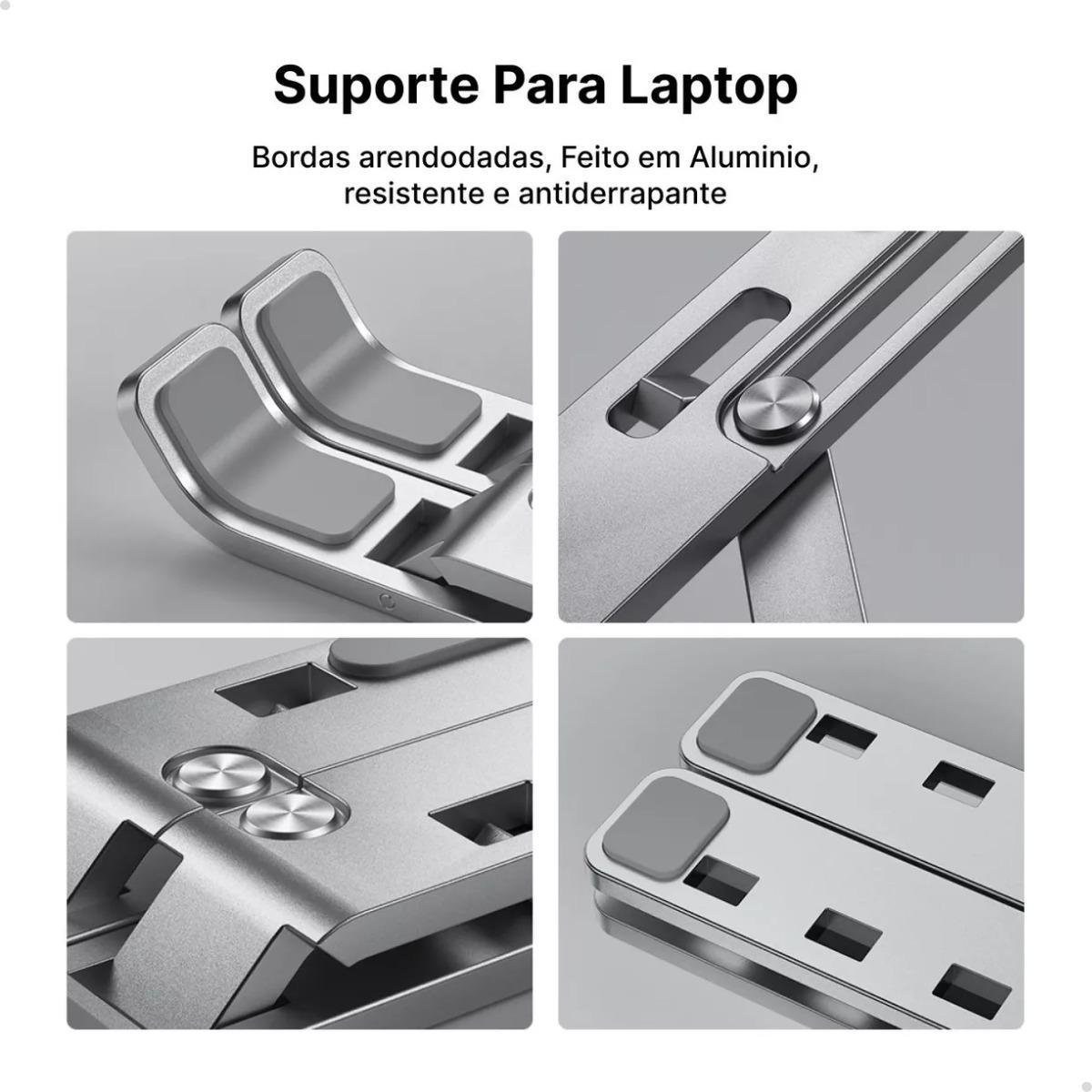 Suporte Notebook Ajustável 6 Opções 15-45 Graus Alumínio 17 - 7