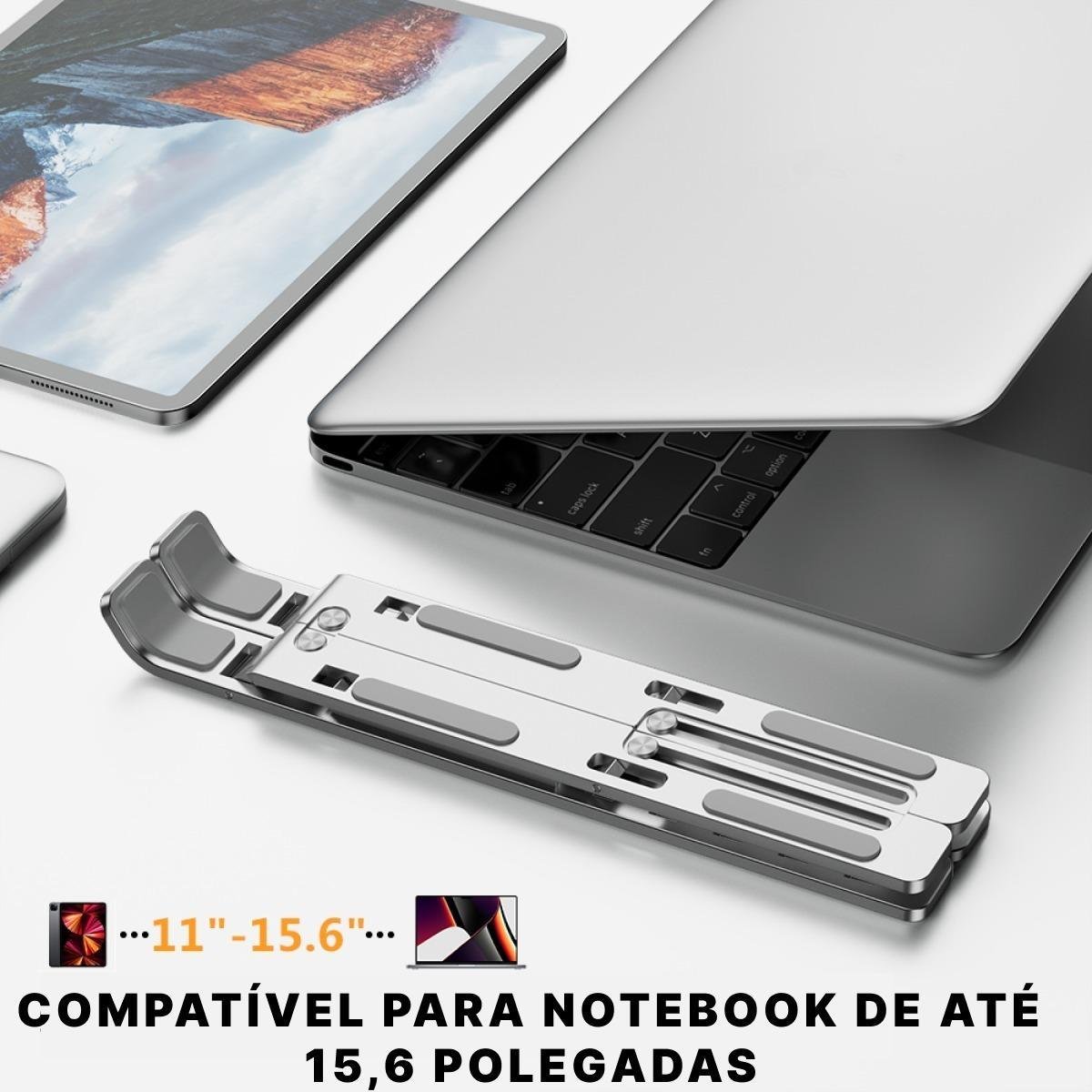 Suporte Notebook Ajustável 6 Opções 15-45 Graus Alumínio 17 - 3