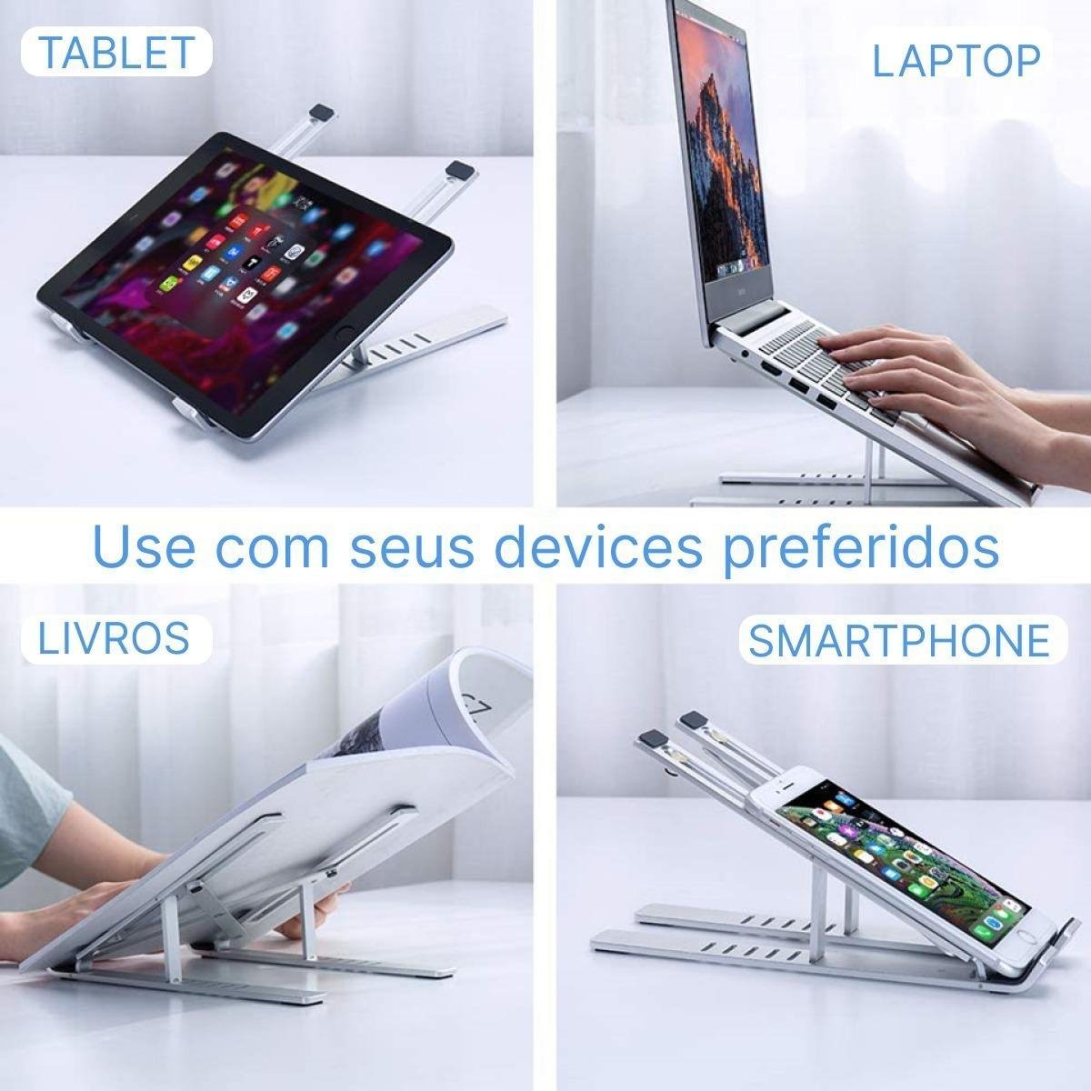 Suporte Notebook Ajustável 6 Opções 15-45 Graus Alumínio 17 - 6