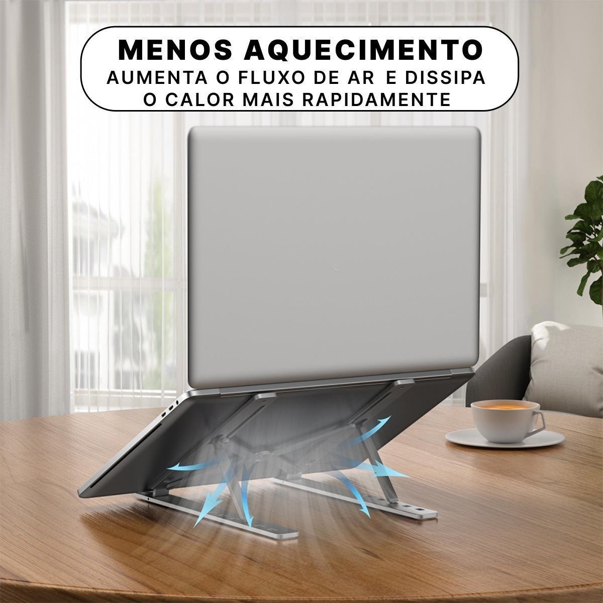 Suporte Notebook Ajustável 6 Opções 15-45 Graus Alumínio 17 - 10