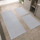 Ver imagem 1 de Kit Cozinha 3 Peças Tapete Chevron Passadeira 1,30 X 0,45 Capacho 0,60 X 0,45 Antiderrapante Cinza