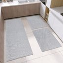 Ver imagem 2 de Kit Cozinha 3 Peças Tapete Chevron Passadeira 1,30 X 0,45 Capacho 0,60 X 0,45 Antiderrapante Cinza