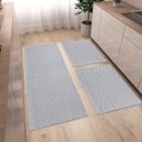 Ver imagem 3 de Kit Cozinha 3 Peças Tapete Chevron Passadeira 1,30 X 0,45 Capacho 0,60 X 0,45 Antiderrapante Cinza
