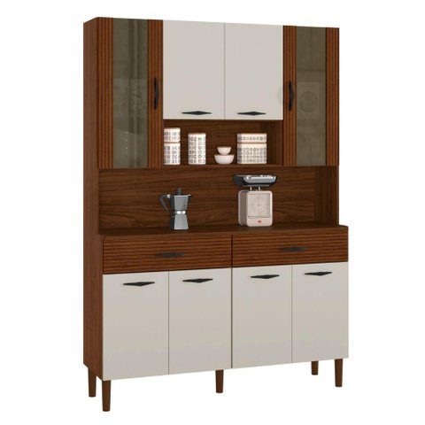 Armário de Cozinha com 2 Gavetas Pisa Off White Nogueira