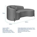 Ver imagem 3 de Divã Recamier Curvo Sala de Estar Recepção Inglaterra 200cm Pés Metal Preto Lado Direito Boucl
