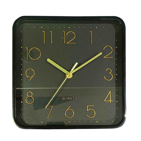 Relógio de Parede Quadrado Preto com Dourado 23 cm | Casa Del Grande