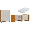 Ver imagem 2 de Quarto de Bebê Berço Evolution + Guarda Roupa 4P + Cômoda 4g Elfe Areia Savana com Colchão