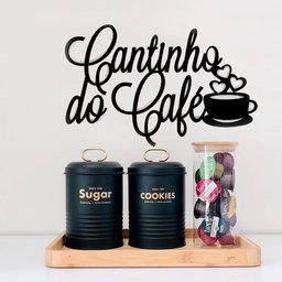 Cantinho do Café Decoração de Parede Madeira Caroá - Preto - 4