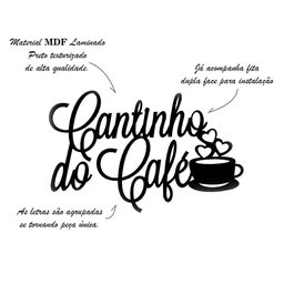 Cantinho do Café Decoração de Parede Madeira Caroá - Preto - 3