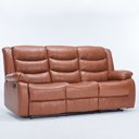 Ver imagem 4 de Sofá Reclinável Sala de Cinema 3 Lugares Hollywood Manual Massagem Aquecimento Porta Copos Pu Carame