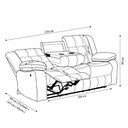 Ver imagem 3 de Sofá Reclinável Sala de Cinema 3 Lugares Hollywood Manual Massagem Aquecimento Porta Copos Pu Carame