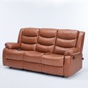 Ver imagem 7 de Sofá Reclinável Sala de Cinema 3 Lugares Hollywood Manual Massagem Aquecimento Porta Copos Pu Carame