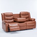 Ver imagem 2 de Sofá Reclinável Sala de Cinema 3 Lugares Hollywood Manual Massagem Aquecimento Porta Copos Pu Carame