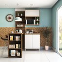 Ver imagem 1 de Cozinha Compacta 4 Peças com Bancada Mesa Gourmet Armário com Nicho Balcão 80cm Mel Luciane Móveis